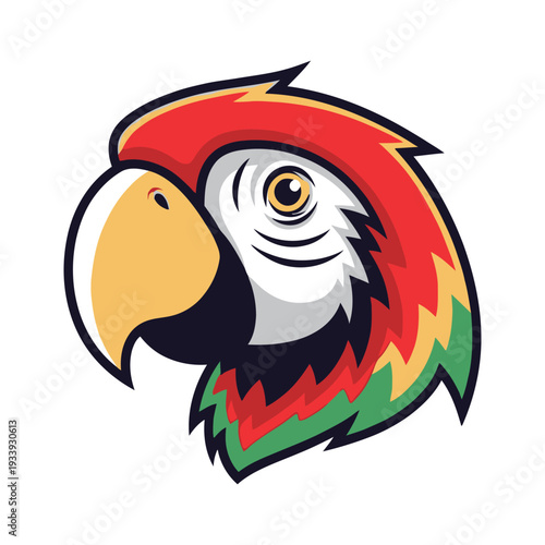 Colorful parrot head mascot logo for esports and sports