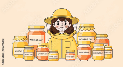 International Womens Day 2026 Beekeeper with Sweet Honey Jars