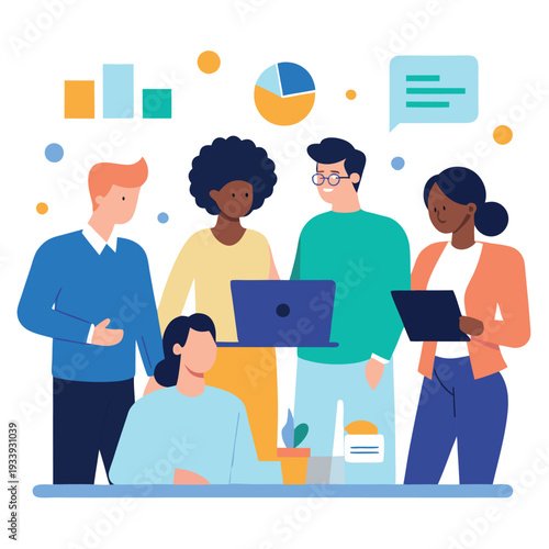 A high resolution vector illustration business people in a meeting