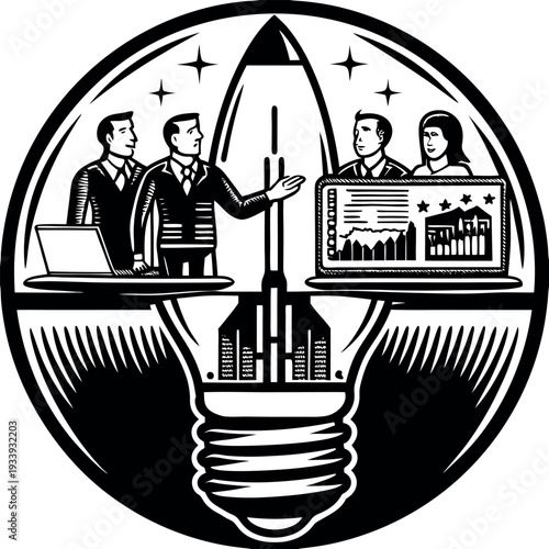 A high resolution vector illustration business people in a meeting