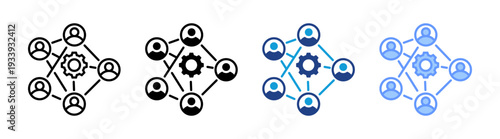 Network icon set multiple style collection