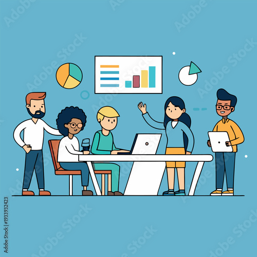 A high resolution vector illustration business people in a meeting