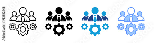 Team Management icon set multiple style collection