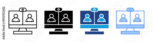 Online Meeting icon set multiple style collection