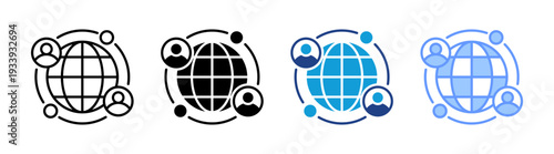 Network icon set multiple style collection