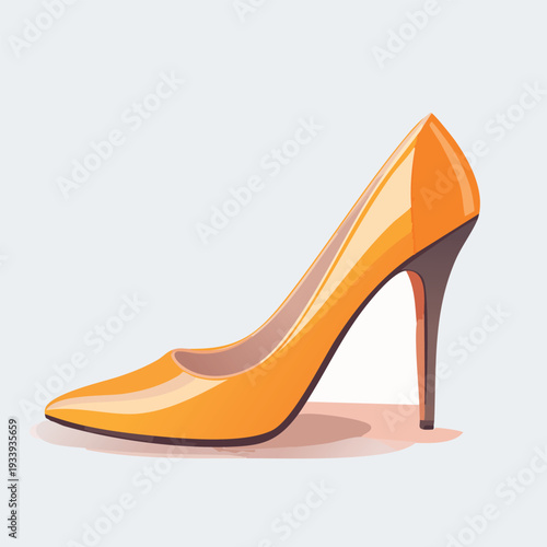 Orange high heel pump shoe illustration on a light background