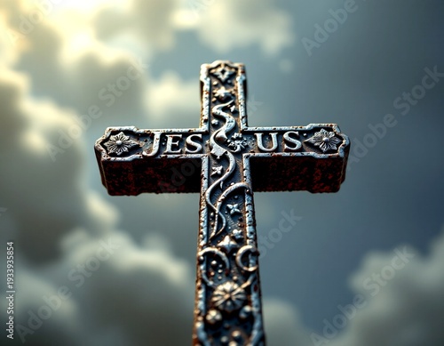 A large crucifix with the word 