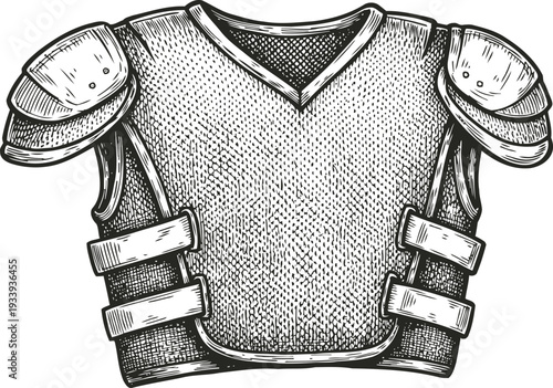 Vintage football shoulder pads illustration protective sports gear for american football players
