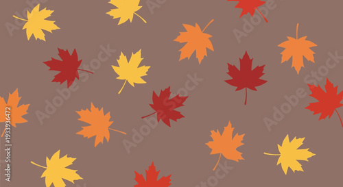 Autumn Maple Leaves Falling Seamless Pattern Background