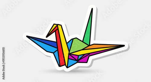 Colorful Origami Crane Paper Folding Art