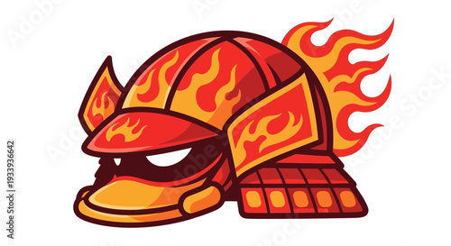 Fiery Samurai Duck Mascot Logo