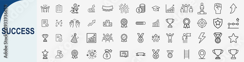 success achievement motivation award icons, minimal vector set