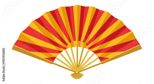 Red and Yellow Folding Fan
