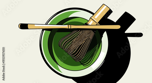 Matcha Whisk and Bowl: Traditional Japanese Tea Ceremony Preparation