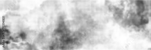 Abstract black and white liquid halftone dot background, organic smoke vector pattern for pop art and urban creative design.