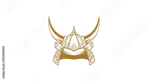 Golden Samurai Helmet with Horns