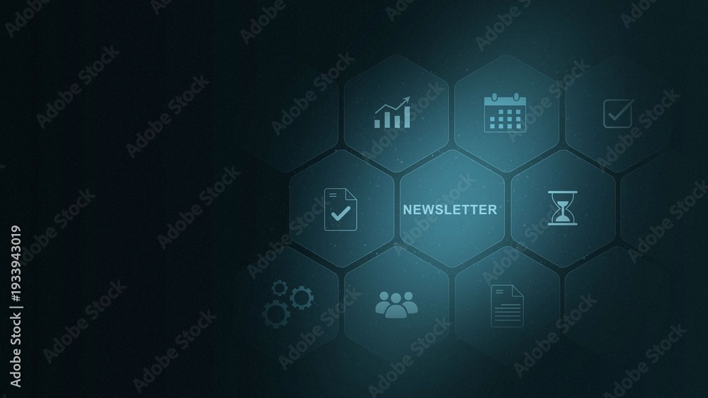 Fototapeta premium Business, Technology, Internet and network concept. Enterprise resource planning newsletter concept ,Abstract technology symbols on Futuristic Technology. digital interface. and 3d illustration