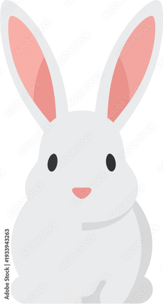 Obraz premium White rabbit illustration shows large ears and a gentle expression against.