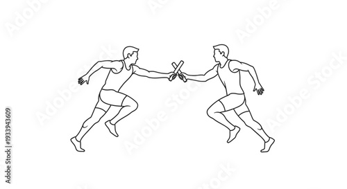 Athletes passing baton in relay race graphic design vector illustration