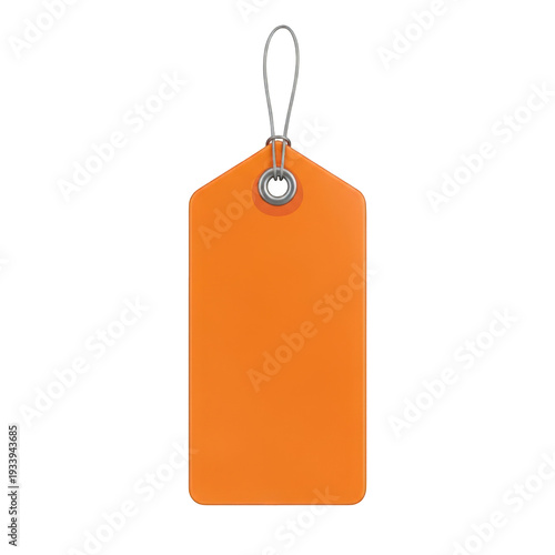 Obraz na płótnie Orange tag with metal loop isolated on transparent background