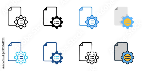 File attributes icons set multiple style collection. Editable stroke 
