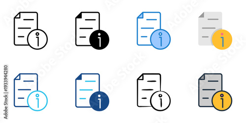 File properties icons set multiple style collection. Editable stroke 
