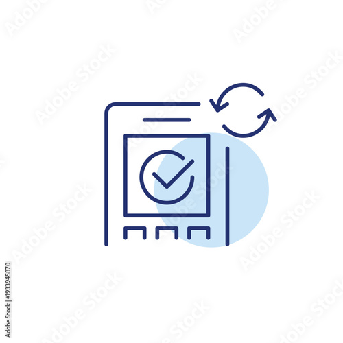 NFC chip transaction approved and renew arrows. Pixel perfect, editable stroke vector icon
