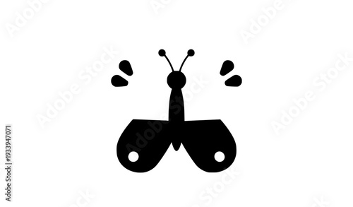Cute pink butterfly flat vector icon isolated on white