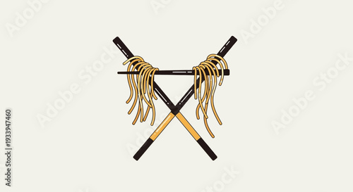 Crossed Mop Sticks with Golden Strands