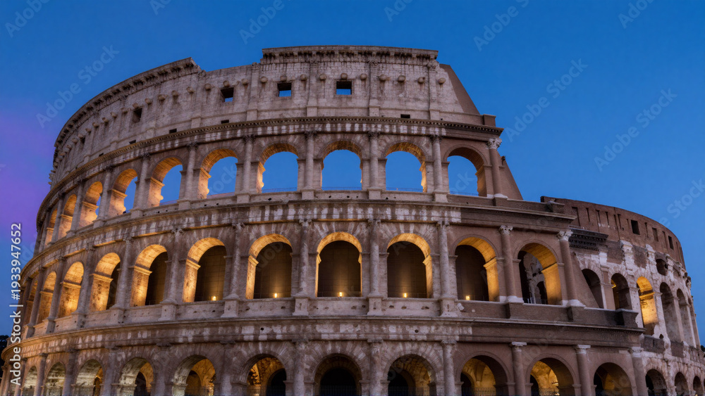 Fototapeta premium Ancient Roman Architecture - Majestic Ruins-(Arsitektur Romawi Kuno - Reruntuhan Megah)