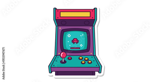 Retro Arcade Machine with Pixelated Game Screen