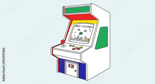 Retro Arcade Machine with Joystick and Buttons