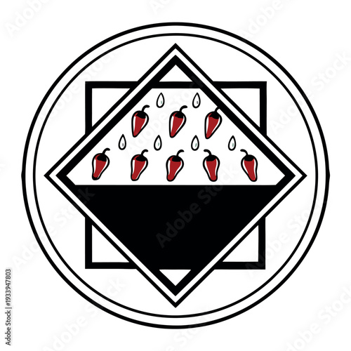 Crisp chili oil design white background. 