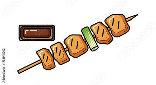 Grilled Tofu Skewer with Scallion and Dipping Sauce