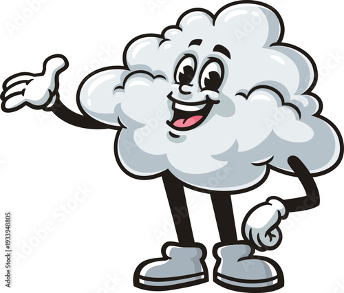 Cloud mascot cartoon with welcoming pose