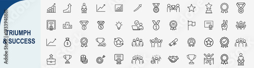 triumph success achievement award icons, minimal vector set