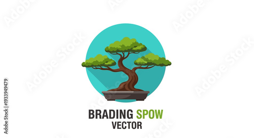 Bonsai Tree in Pot, Minimalist Green Japanese Garden Art