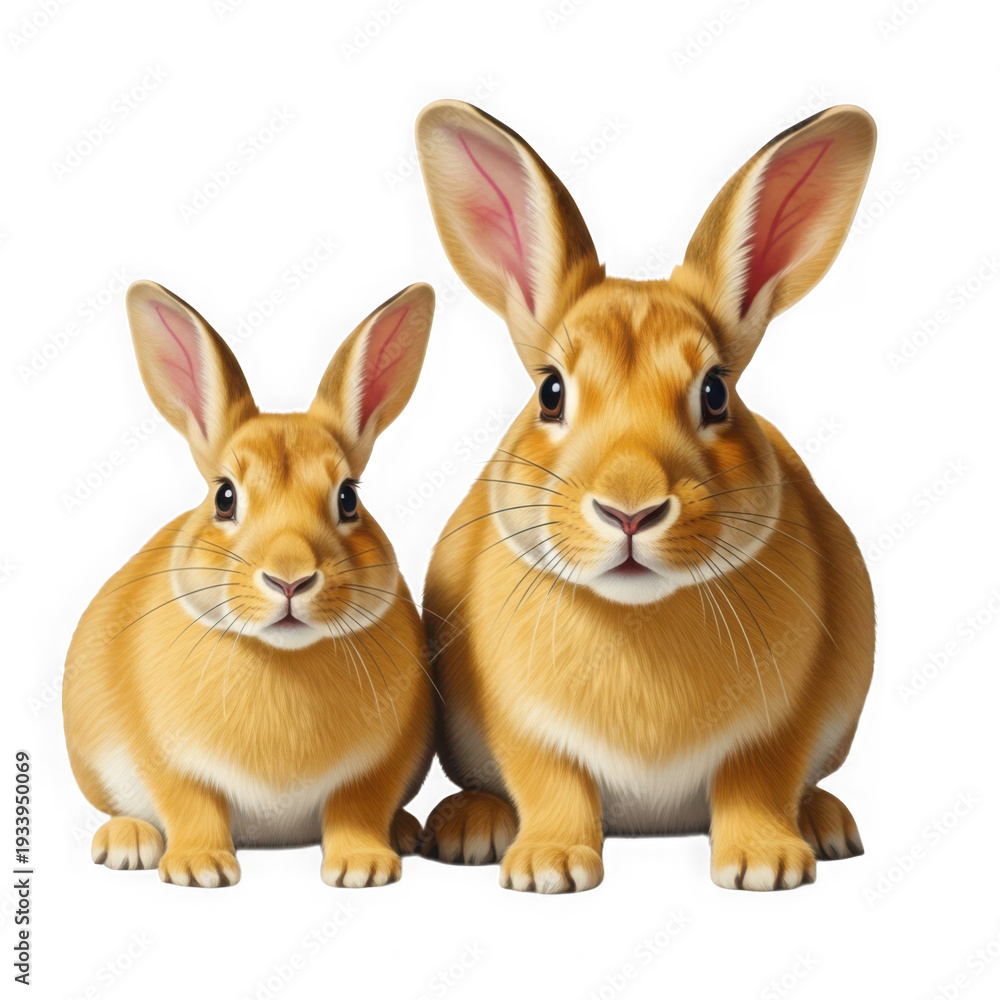 Fototapeta premium Two orange rabbits sitting next to each other