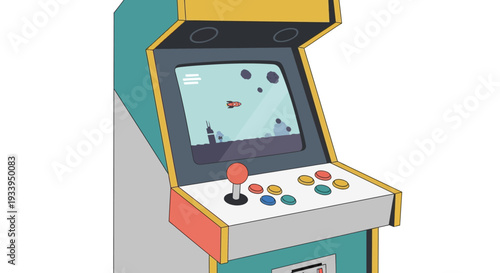 Retro Arcade Machine with Joystick and Buttons, Vintage Gaming