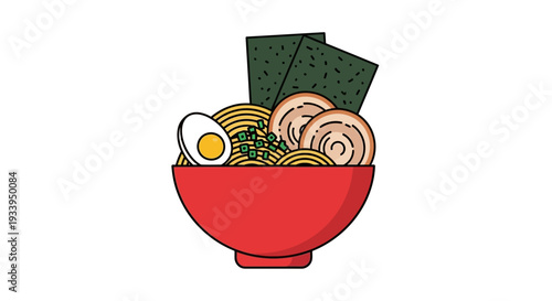 Ramen Bowl Illustration: Delicious Japanese Noodle Soup