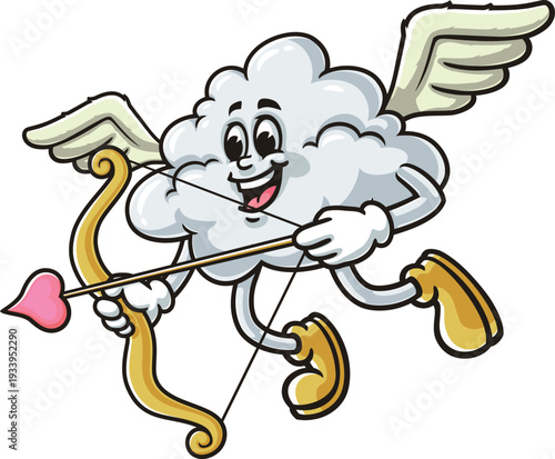 Cloud mascot cartoon is being cupid