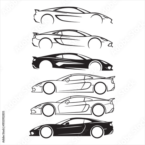 Modern Car Logo Design - Automotive Icons and Racing Silhouette Pack