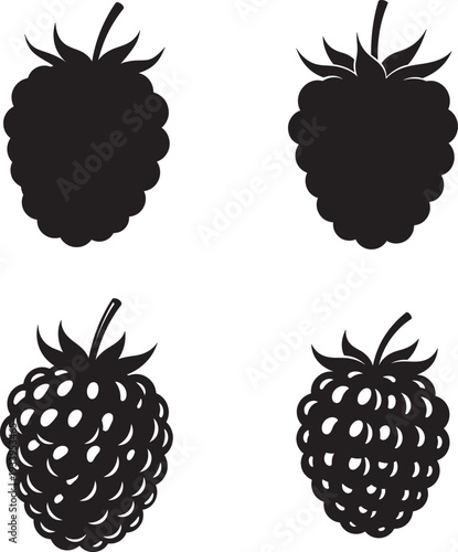 Four blackberry illustration in silhouette style