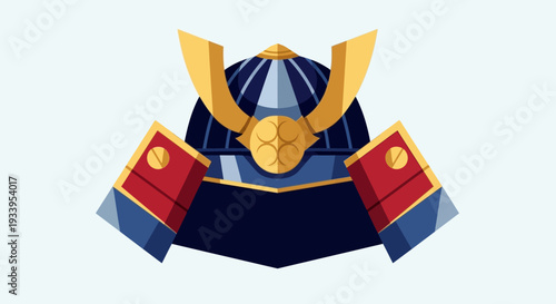 Samurai Helmet Icon, Traditional Japanese Warrior Armor