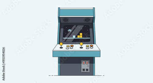 Retro Arcade Machine with Pixelated Game Screen