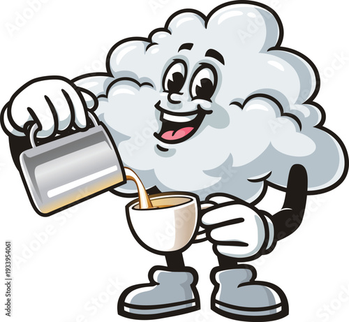 Cloud mascot cartoon is being a barista