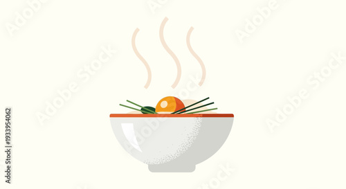 Steaming Bowl of Rice with Egg and Chives