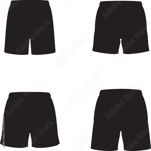Four black shorts in silhouette style