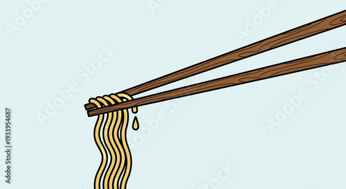 Chopsticks Holding Noodles with Dripping Sauce