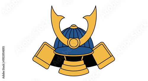 Samurai Helmet Icon Blue Gold